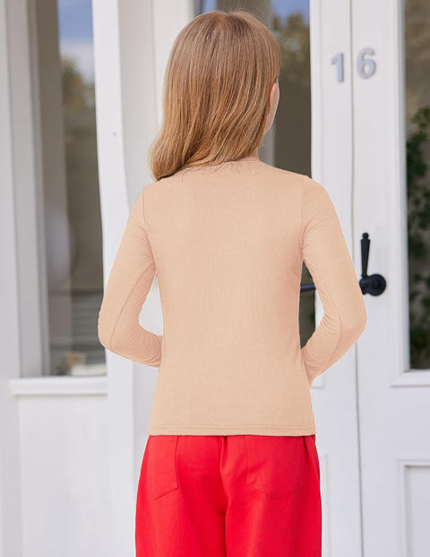 Arshiner Girls Long Sleeve Ribbed Knit Shirts