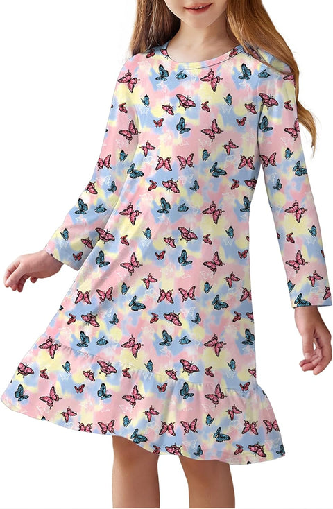 Arshiner Girls' Sleepwear Long Sleeve Cute Nightie Pajama Dress