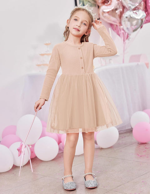 Arshiner Toddler Girls Tutu Dress Long Sleeve Party Dresses