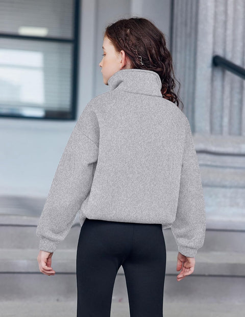 Arshiner Girls Half Zip Sweatshirt Fleece Quarter Pullover