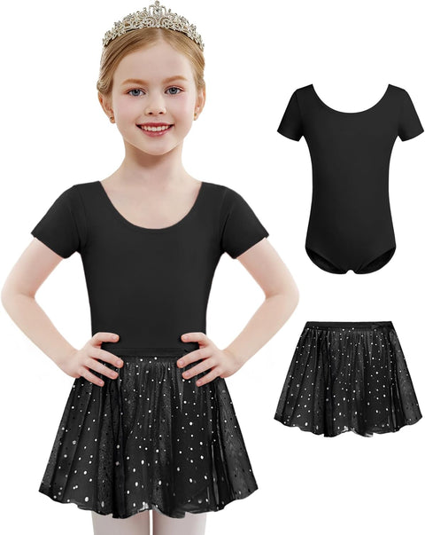 Arshiner Girls Sequin Ballet Leotards Combo Irregular Hem Dance Dresses