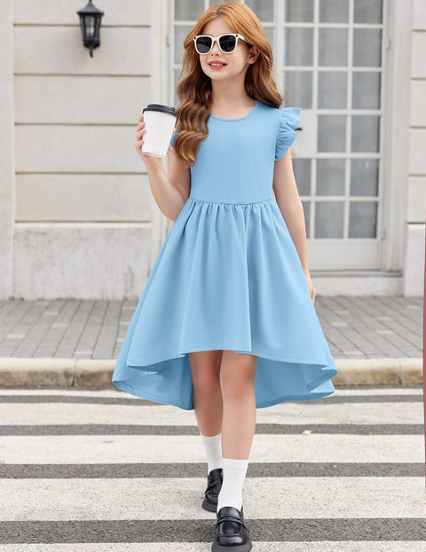 Arshiner Girls Summer Dress Tween Flutter Sleeve Formal Dresses