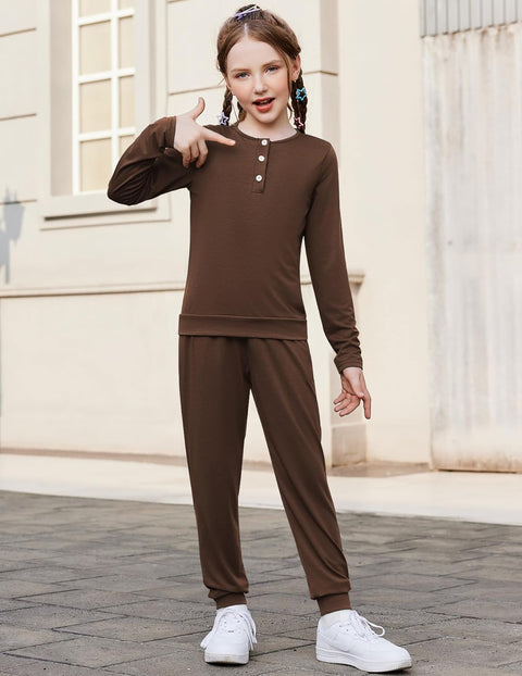 Arshiner Girls Clothes Crew Neck Long Sleeve Tops and Pants Set