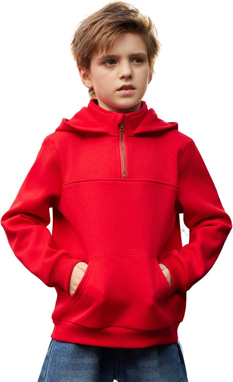 Arshiner Boy's Loose Fit Quarter-Zip Pullover Hoodie Sweatshirt