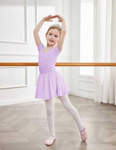 Arshiner Girls Sequin Ballet Leotards Combo Irregular Hem Dance Dresses