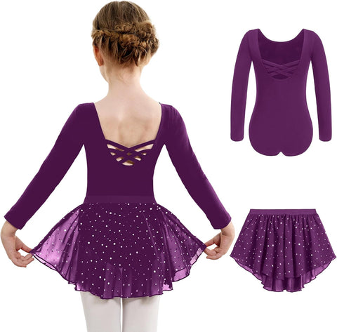Arshiner Girls Ballet Leotards with Chiffon Dance Skirt