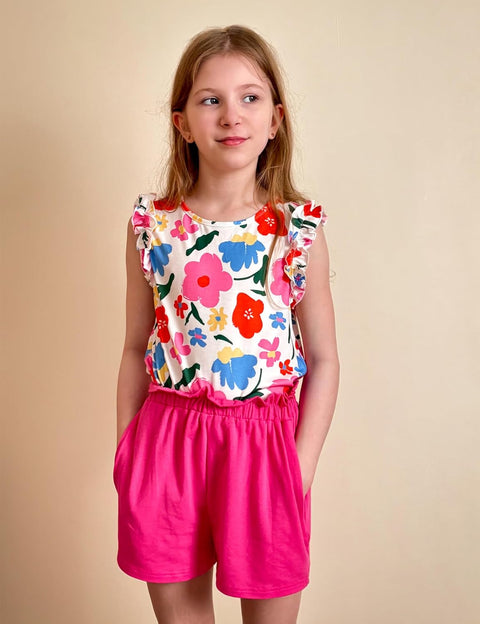Arshiner Girls 2 Piece Sets Ruffle Trimmed Tank Top and High Waist Shorts