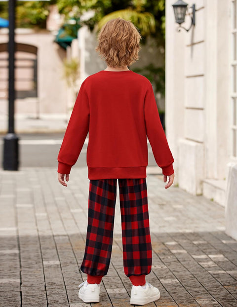 Arshiner Boys Long Sleeve Print Sweatshirt and Pant 2 Piece Set