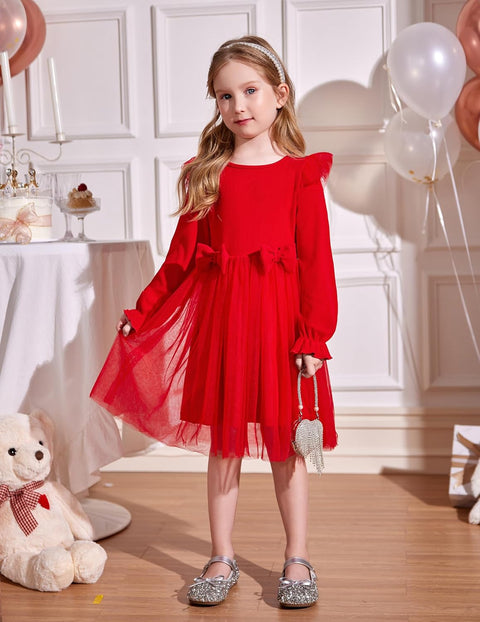 Arshiner Girls Tulle Dresses with Bow Tie Party Dress