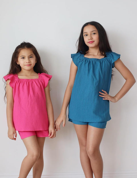 Arshiner Girls Shorts Sets Cap Sleeve Top and Elastic Waist Shorts Outfit