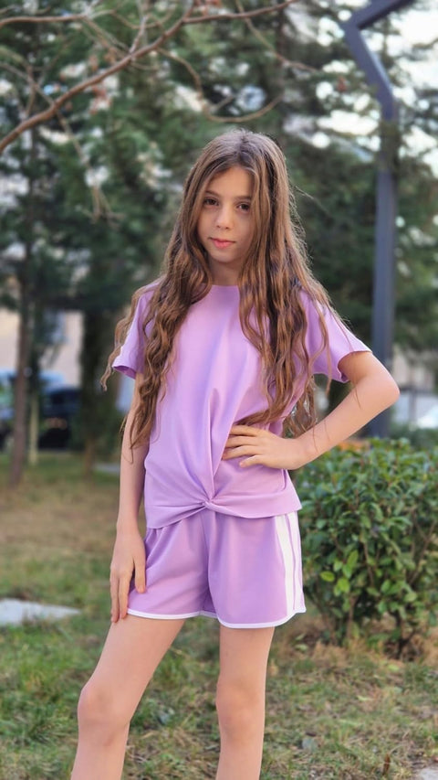 Arshiner Girls Clothing Sets Twist Front Top and Shorts 2 Piece Outfits Activewear Tracksuit 5-14 Year