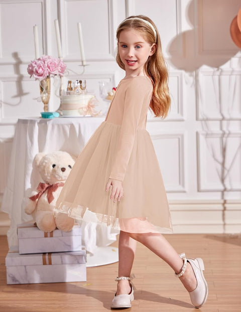 Arshiner Toddler Girls Tutu Dress Long Sleeve Party Dresses