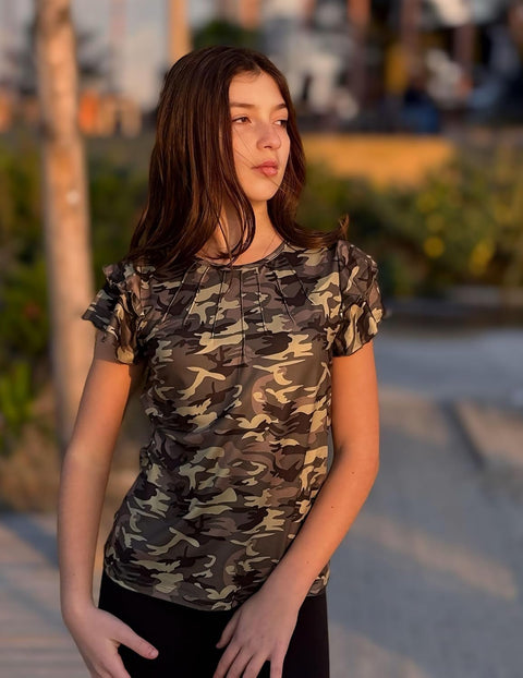 Arshiner Girls T Shirts Ruffle Short Sleeve Pleated Casual Tops