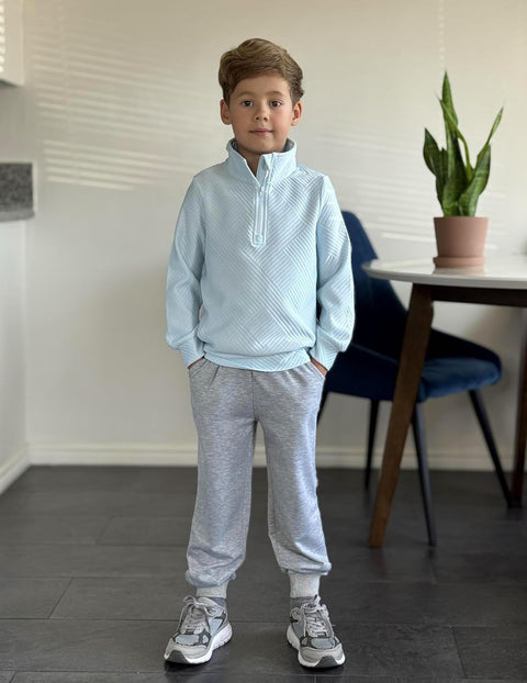 Arshiner Boys Half Zip Sweatshirt and Pants Outfit 2Pcs Set
