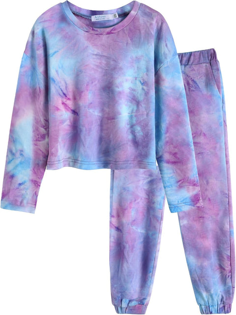Arshiner Girls 2 Piece Outfits Tie Dye Sweatsuits Set