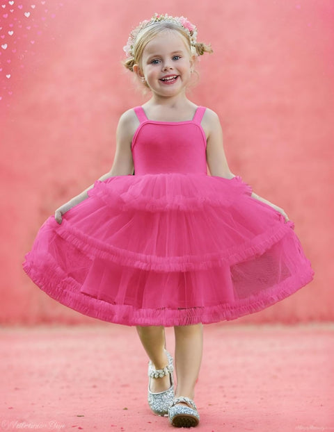 Arshiner Toddler Girls Tulle Dress Tiered Ruffle Fluffy Tutu Dresses 2-8 Years