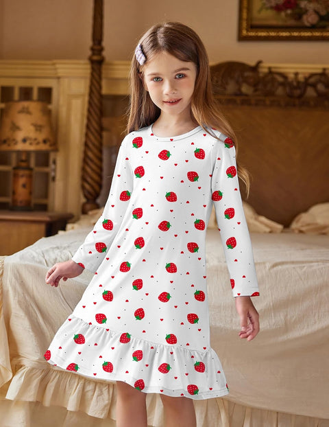 Arshiner Girls' Sleepwear Long Sleeve Cute Nightie Pajama Dress