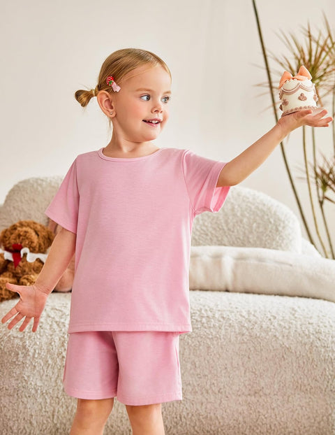 [4Y-12Y] Arshiner Girls Pajamas Set Short Sleeve Pjs 3PCS Lounge Sets