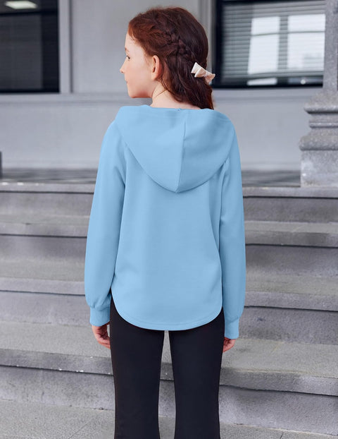 Arshiner Girls Button Collar Kids Hooded Sweatshirt