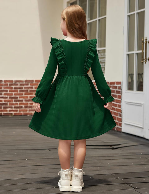 Arshiner Toddler Sweater Dress Ruffle Ribbed Knit Dresses