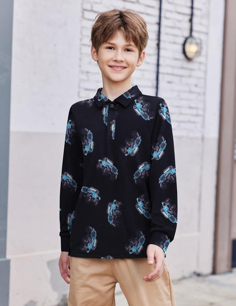 Arshiner Boys Long Sleeve Polo Shirt Uniform Shirt