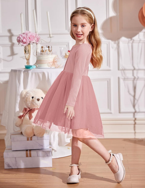 Arshiner Toddler Girls Tutu Dress Long Sleeve Party Dresses