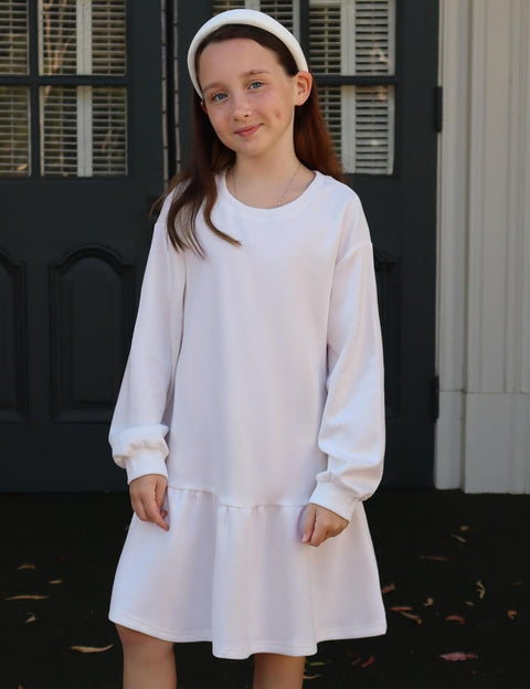 Arshiner Girls Dresses Long Sleeve Pullover Drop Shoulder Dress