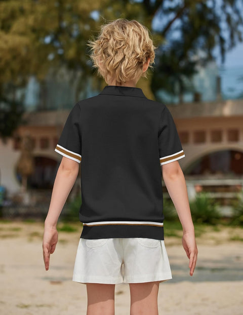 Arshiner Boys Knit Shirts Short Sleeve Button Down Shirt