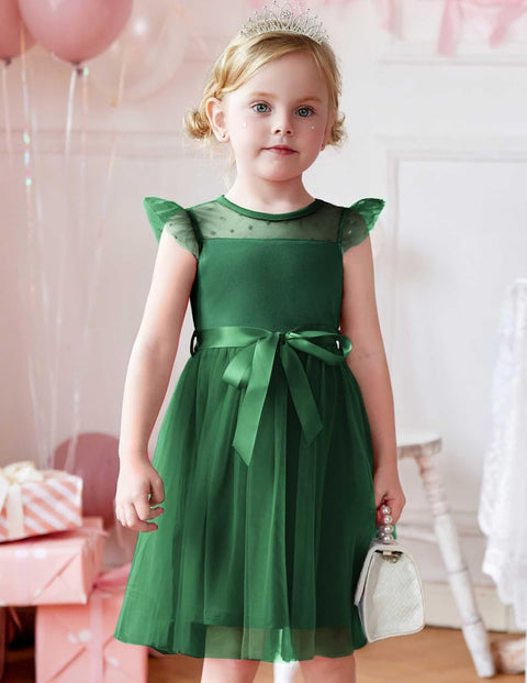 [2-8Y] Arshiner Toddler Girls Tutu Dress Contrast Mesh Party Dresses
