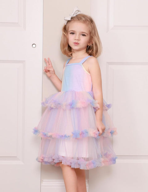 Arshiner Toddler Girls Tulle Dress Tiered Ruffle Fluffy Tutu Dresses 2-8 Years
