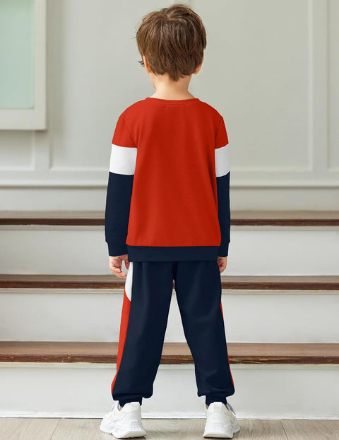 Arshiner Boys 2 Piece Outfit Color Block Sweatshirt & Sweatpants