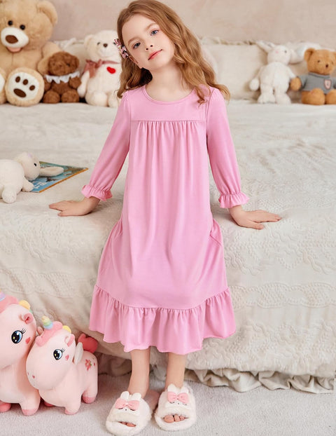 Arshiner Girls Long Sleeve Pajama Dress