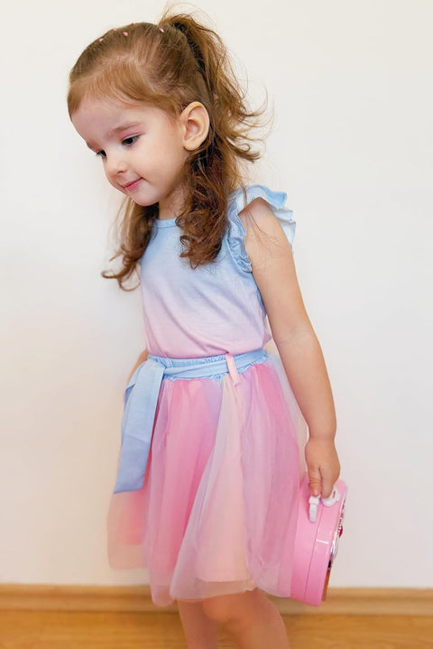 Arshiner Toddler Girls Skirt Set Ruffle Sleeve Tops and Belt Tutu Skirts