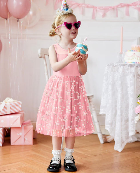 [2T-7Y] Arshiner Toddler Sleeveless Formal Dress Fancy Cute Tulle Glitter Dresses
