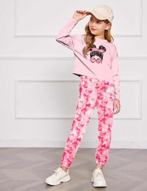 Arshiner Girls 2 Piece Outfits Tie Dye Sweatsuits Set