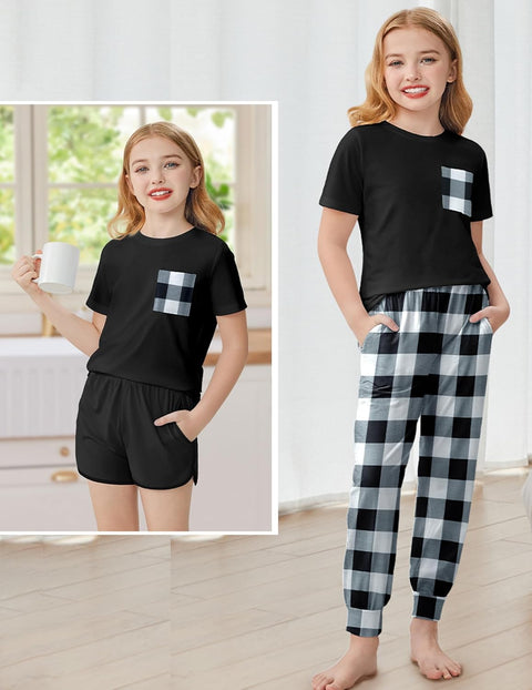 Arshiner Girls Clothes 3 Piece Outfits Short Sleeve Shirt