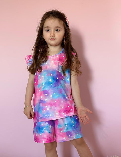 [4Y-12Y] Arshiner Girls Pajamas Set Short Sleeve Pjs 3PCS Lounge Sets