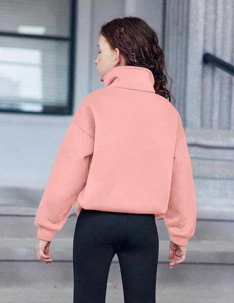 Arshiner Girls Half Zip Sweatshirt Fleece Quarter Pullover