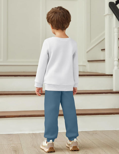 Arshiner Boys Round Neck Long Sleeve Sweatshirt and Pants Set