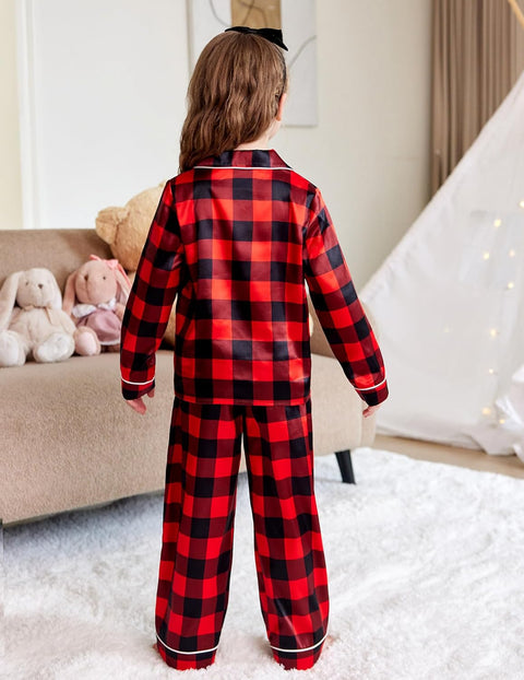 Arshiner Girls Pajamas Silk Satin Pajama Set