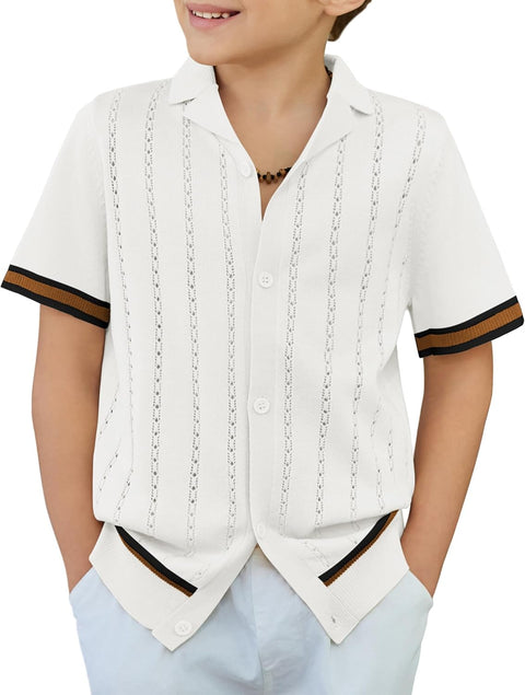 Arshiner Boys Knit Shirts Short Sleeve Button Down Shirt