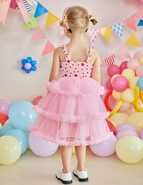 Arshiner Toddler Girls Tulle Dress Tiered Ruffle Fluffy Tutu Dresses 2-8 Years