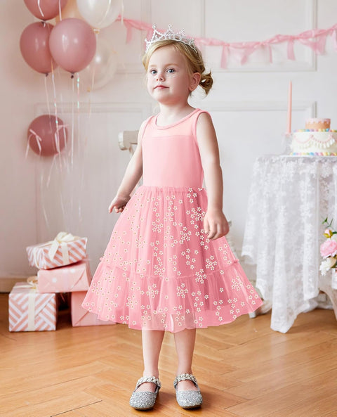 [2T-7Y] Arshiner Toddler Sleeveless Formal Dress Fancy Cute Tulle Glitter Dresses