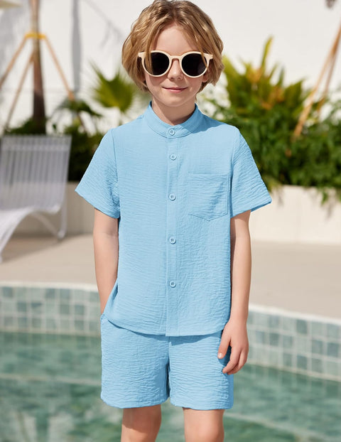 Arshiner Toddler Boys Piece Set Shirt and Shorts Outfits with Pocket 2-8 Years