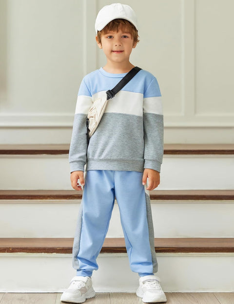 Arshiner Boys 2 Piece Outfit Color Block Sweatshirt & Sweatpants