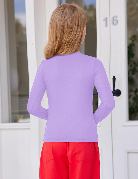 Arshiner Girls Long Sleeve Ribbed Knit Shirts