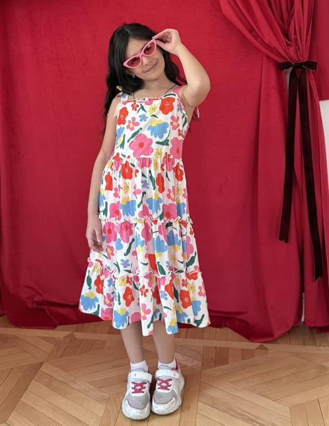 Arshiner Girls Dress Tween Boho Bowknot Strap Swing Flowy Dress