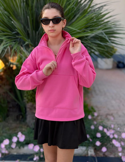 Arshiner Girls Half Zip Sweatshirt Fleece Quarter Pullover