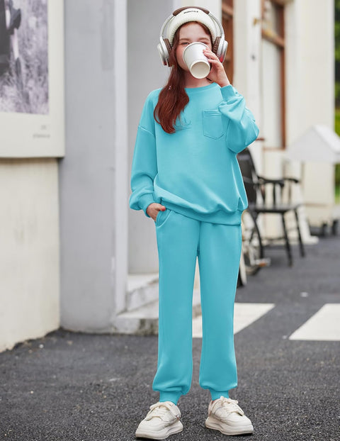 Arshiner Girls 2 Piece Outfits Oversize Sweatshirt and Sweatpant Sets