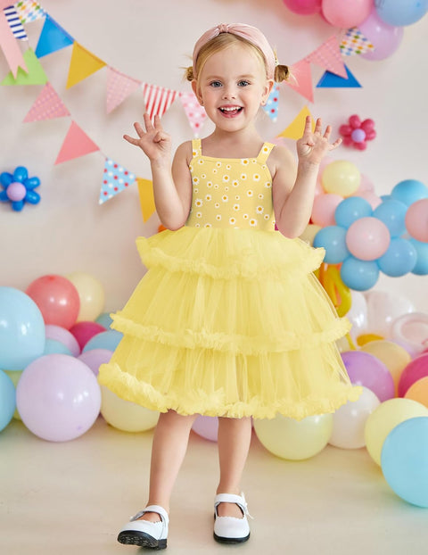 Arshiner Toddler Girls Tulle Dress Tiered Ruffle Fluffy Tutu Dresses 2-8 Years